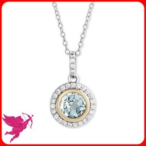 Blue Topaz & Cubic Zirconia 18" Pendant Necklace for Valentine's Day